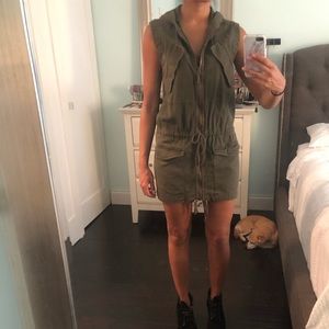 DKNY JEANS olive green hooded vest / mini dress